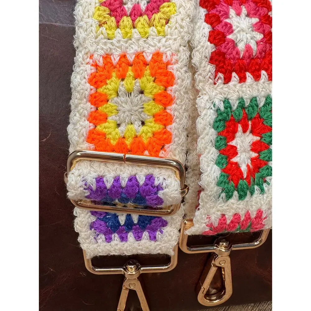 Colorful Quilt Boho Purse Strap Wide Bag Strap Boho Crossbody Purse Strap